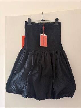 SIMONMILLER VIA SMOCKED MINI DRESS IN BLACK